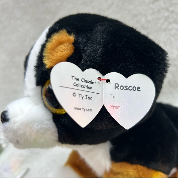 TY Classic Plush 2018 ROSCOE the Bernese Mountain Dog 9.5" gold glittery eyes - Picture 4 of 12